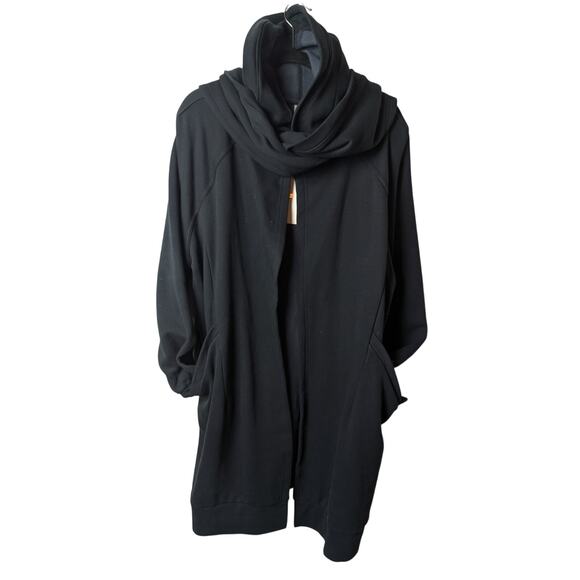 NWT Fabletics Geri Long Wrap Scarf Cardigan Black Large - Picture 3 of 8